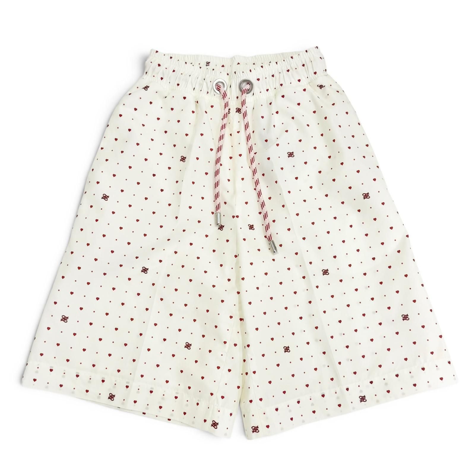 Fendi FF Logo Patch Dot Heart Shorts Ivory Red XS