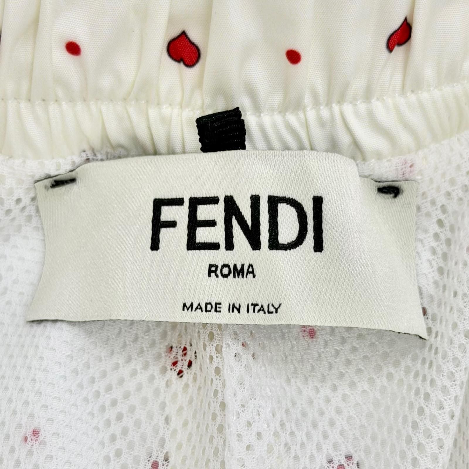 Fendi FF Logo Patch Dot Heart Shorts Ivory Red XS — view 6