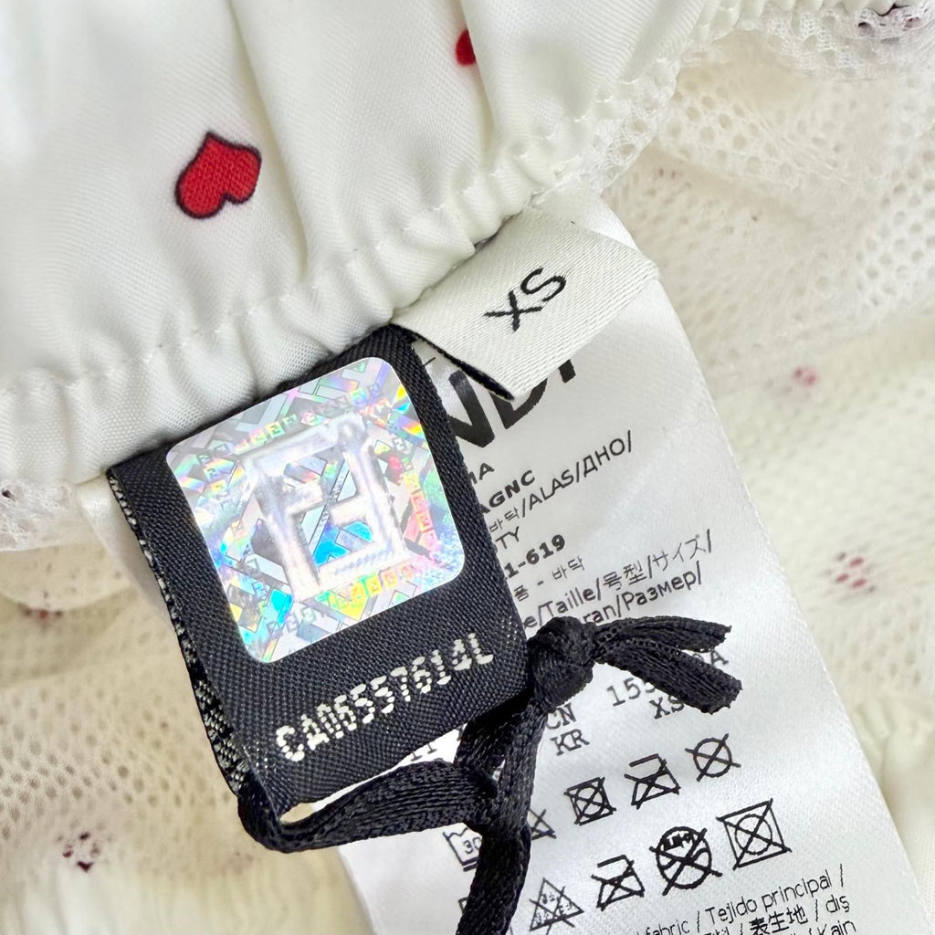 Fendi FF Logo Patch Dot Heart Shorts Ivory Red XS — view 7