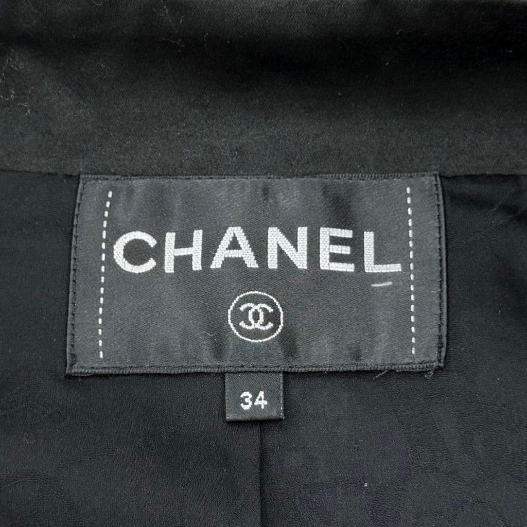 Chanel 17k Houndstooth Coco Button Zip Tweed Jacket Stand Color Black 34 — view 8