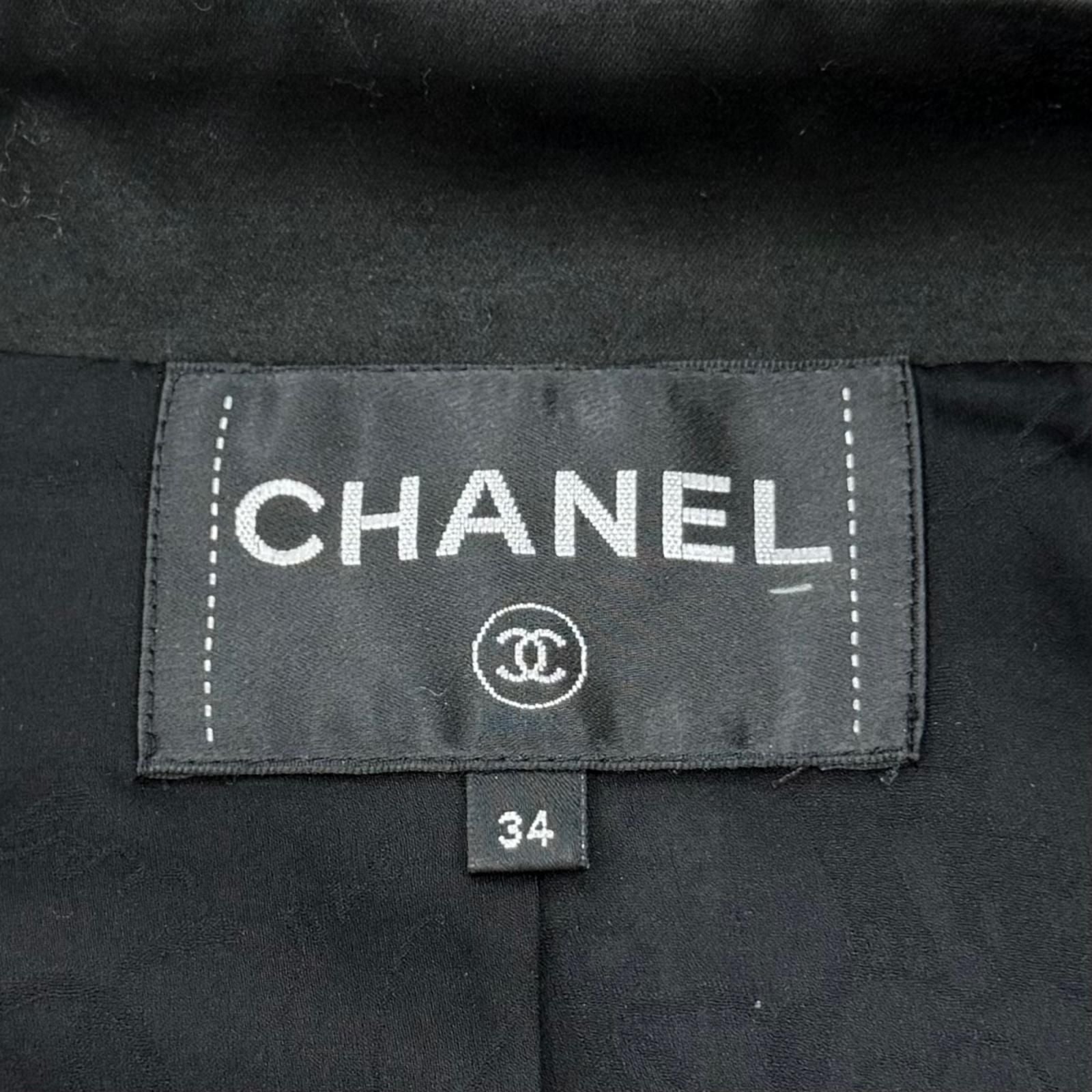 Chanel 17k Houndstooth Coco Button Zip Tweed Jacket Stand Color Black 34 — view 8