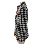 Chanel 17k Houndstooth Coco Button Zip Tweed Jacket Stand Color Black 34 — view 3