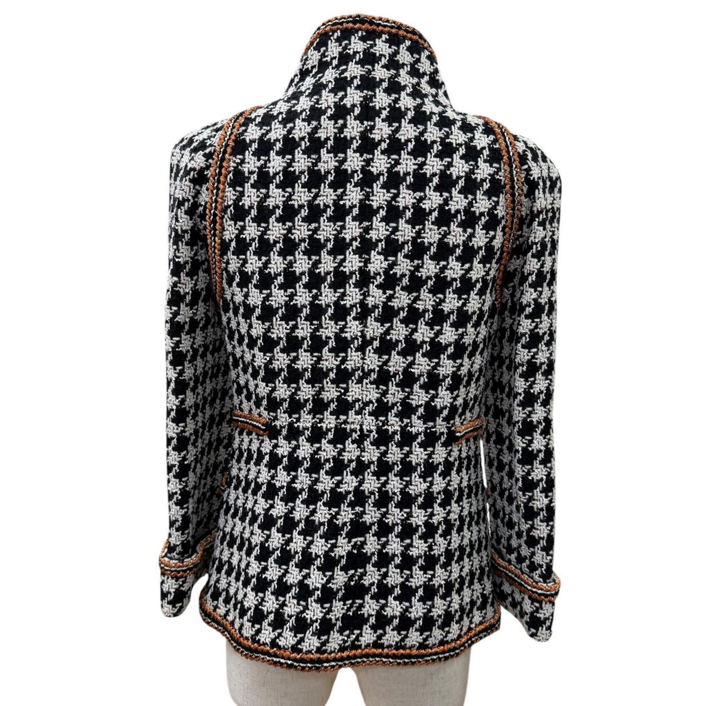 Chanel 17k Houndstooth Coco Button Zip Tweed Jacket Stand Color Black 34 — view 4