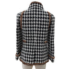 Chanel 17k Houndstooth Coco Button Zip Tweed Jacket Stand Color Black 34 — view 4