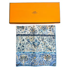 Hermes Au Pays Des Oiseaux Fleurs in the Land of Blooming Birds 100% Silk Bleu — view 2