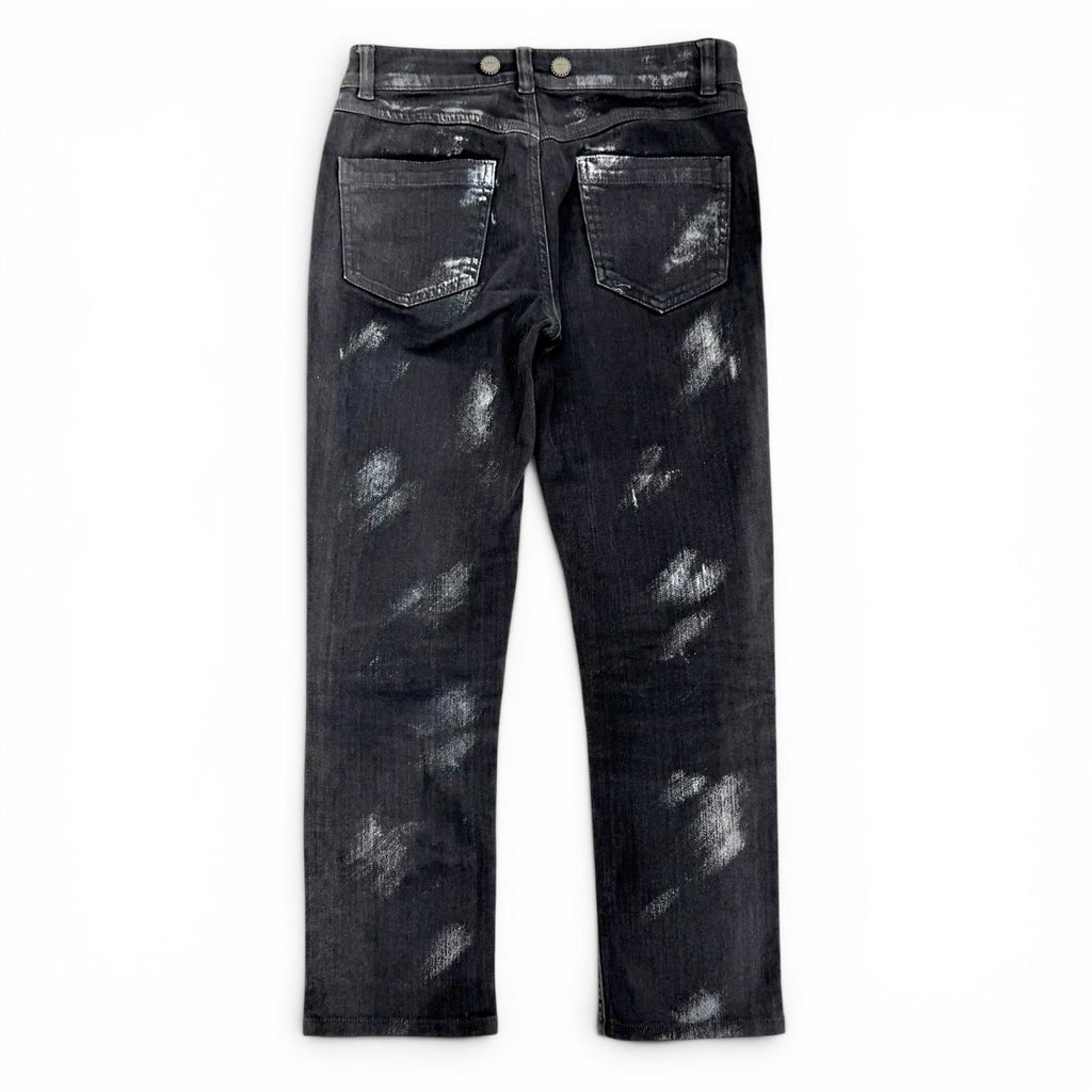 Chanel Cotton Coco Button Painted Skinny Denim Pants Black 36 — view 2