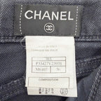 Chanel Cotton Coco Button Painted Skinny Denim Pants Black 36 — view 8