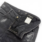 Chanel Cotton Coco Button Painted Skinny Denim Pants Black 36 — view 6