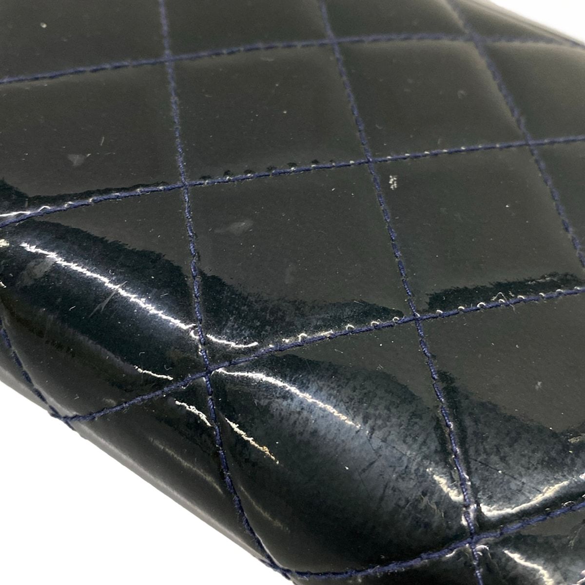 Chanel Wallet Quilted Navy Zip Around Gold Leather — view 8