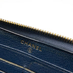 Chanel Wallet Quilted Navy Zip Around Gold Leather — view 5