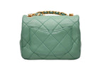 Chanel Mini Quilted Oval Logo Chain Handle Flap Bag Stand Lambskin Green Gold — view 2