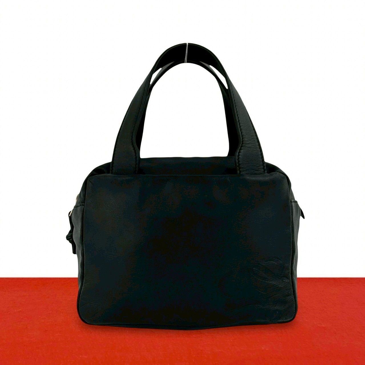 Loewe Vintage Anagram Logo Nappa Leather Handbag Mini Tote Black