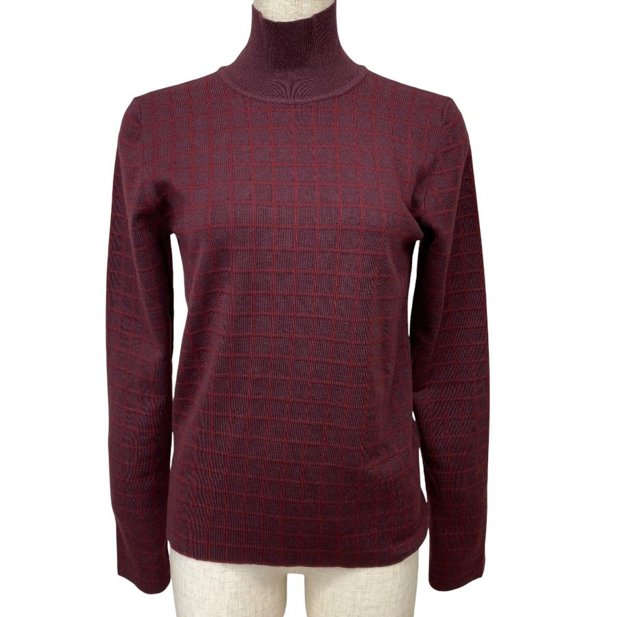 Hermes Turtleneck Knit Sweater Top Cashmere Silk Bordeaux Fine Daily