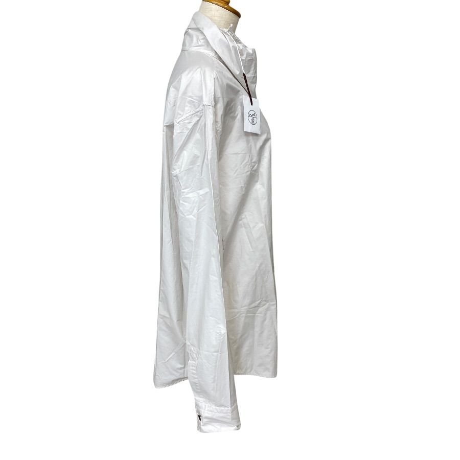 Hermes Pullover Shirt Long Sleeve Top Cotton Polyamide White High Quality Daily — view 4