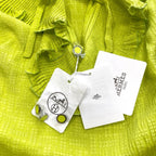 Hermes Tunic Blouse Ruffle Shirt Silk Lime Green High Quality Daily Practical — view 6