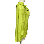 Hermes Tunic Blouse Ruffle Shirt Silk Lime Green High Quality Daily Practical — view 4