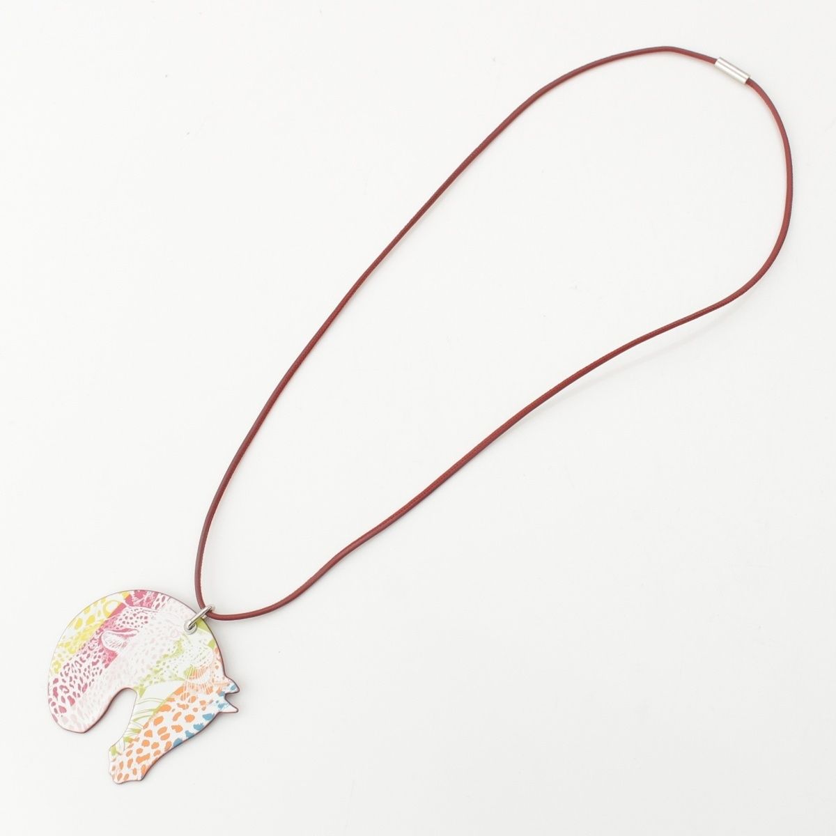 Hermes Tatta Sole Tatouage GM Enamel Jungle Love Rainbow Necklace Multicolor