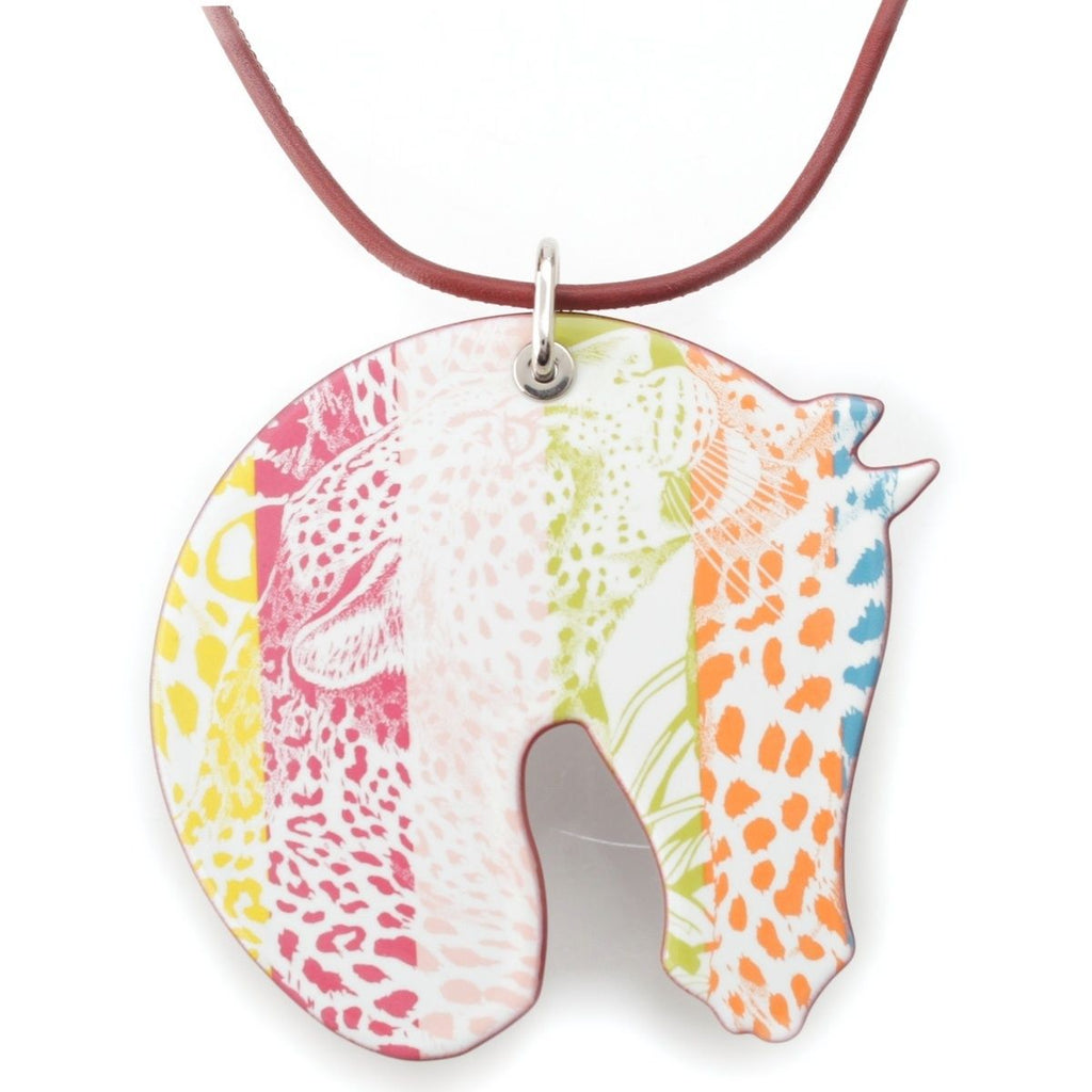 Hermes Tatta Sole Tatouage GM Enamel Jungle Love Rainbow Necklace Multicolor