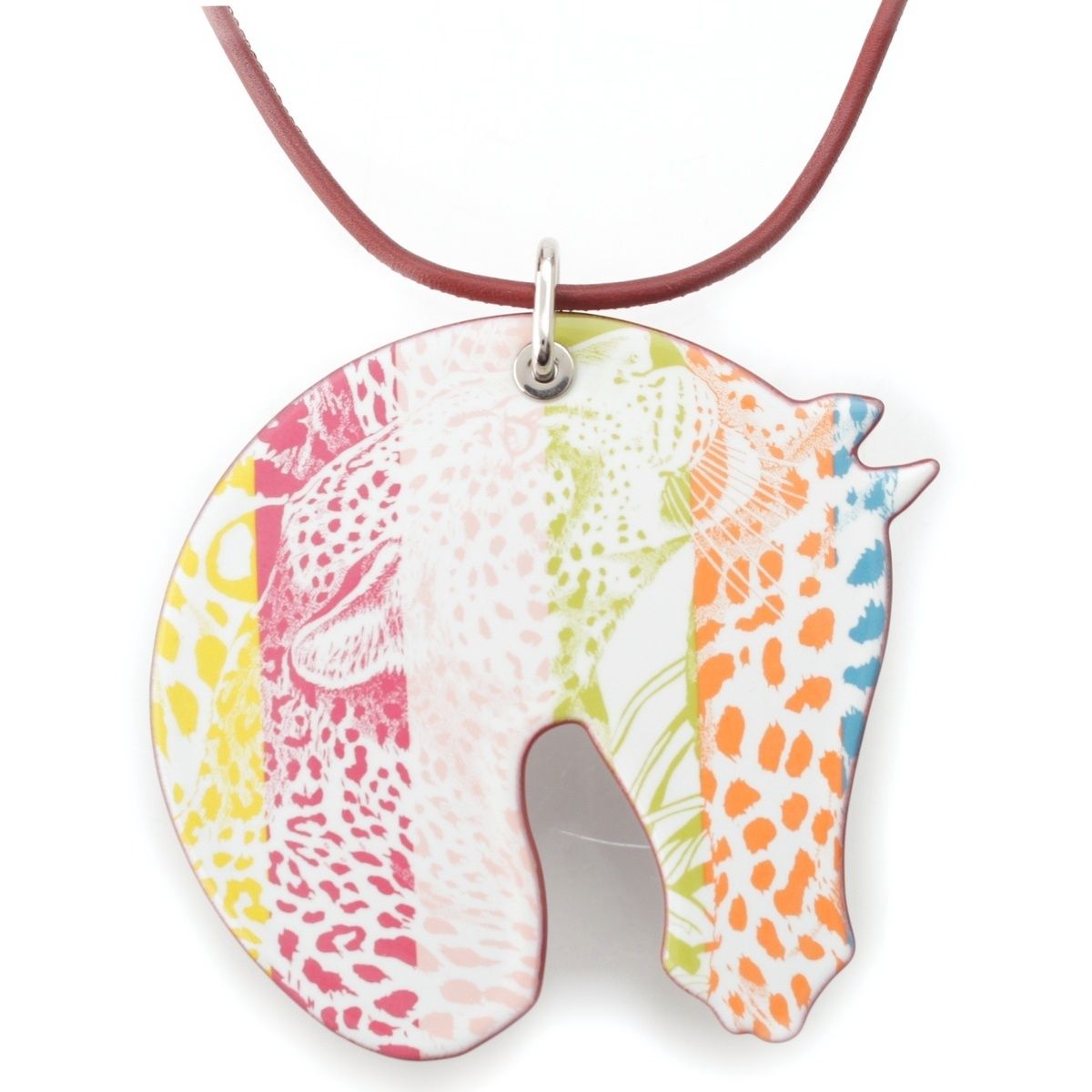 Hermes Tatta Sole Tatouage GM Enamel Jungle Love Rainbow Necklace Multicolor