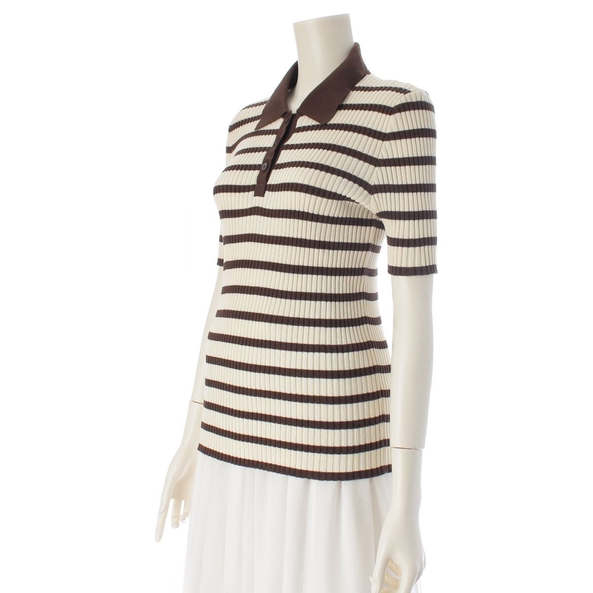 Chanel Cotton Border Knit Top Brown 44 Sweater — view 2