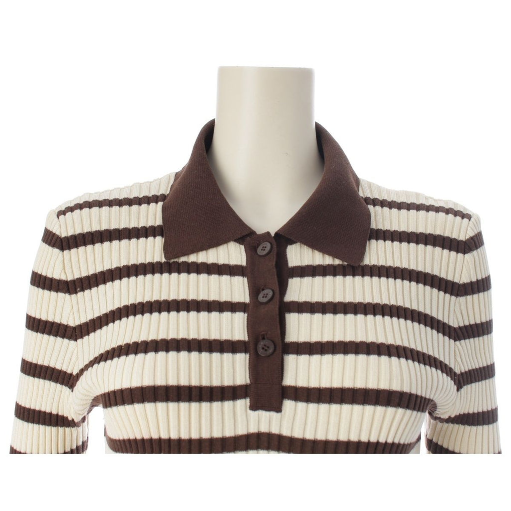 Chanel Cotton Border Knit Top Brown 44 Sweater — view 5