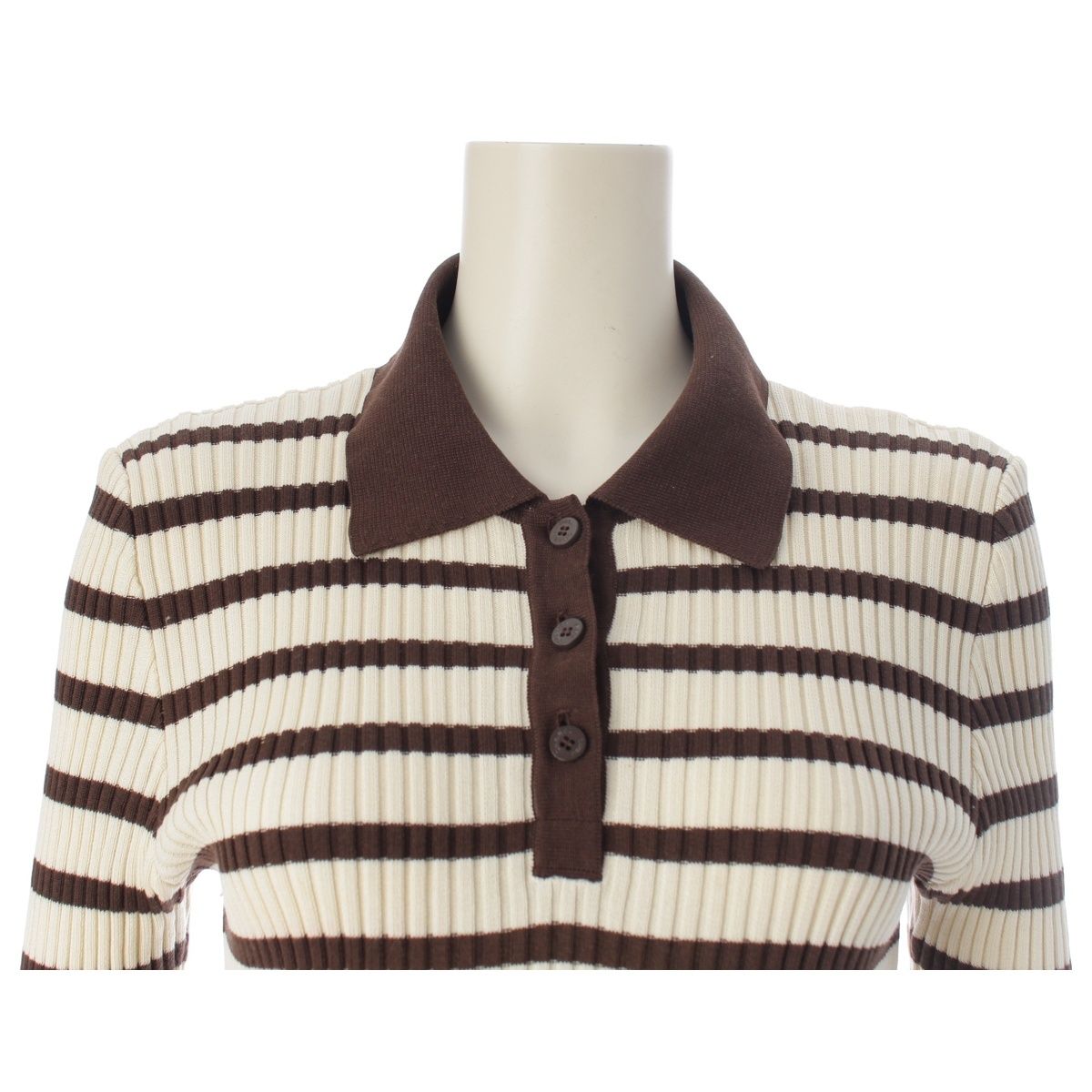 Chanel Cotton Border Knit Top Brown 44 Sweater — view 5