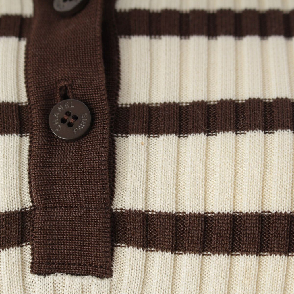 Chanel Cotton Border Knit Top Brown 44 Sweater — view 7