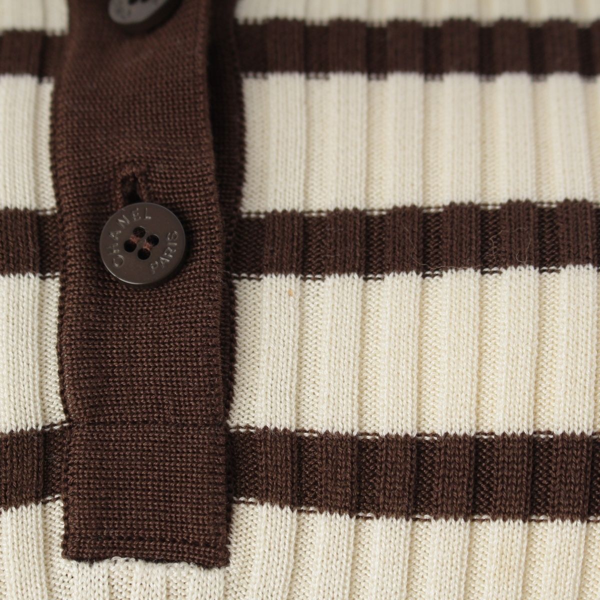 Chanel Cotton Border Knit Top Brown 44 Sweater — view 7
