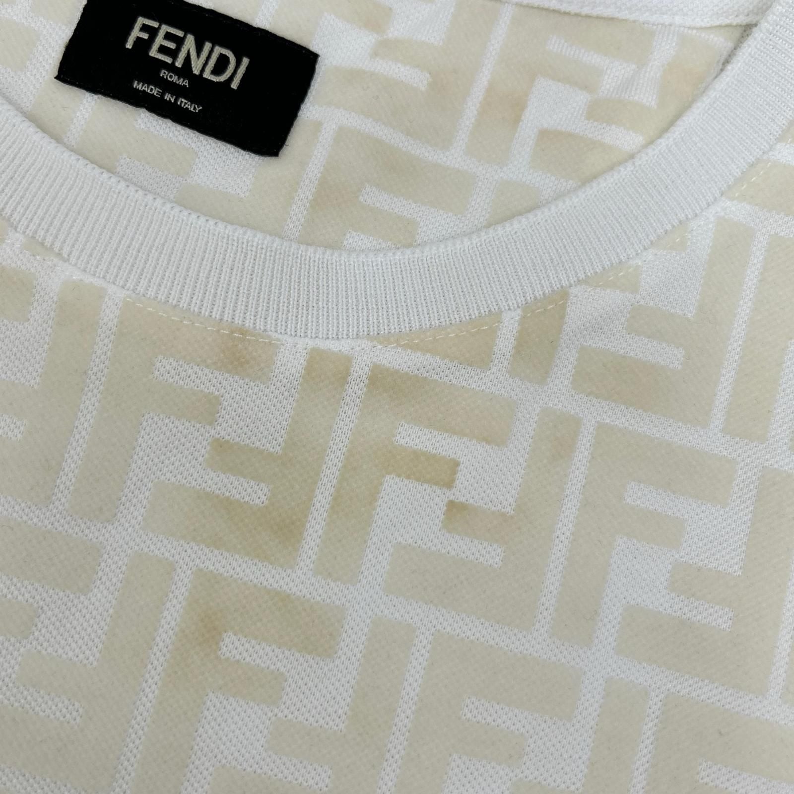 Fendi White Zucca All Over Pattern T-Shirt — view 7