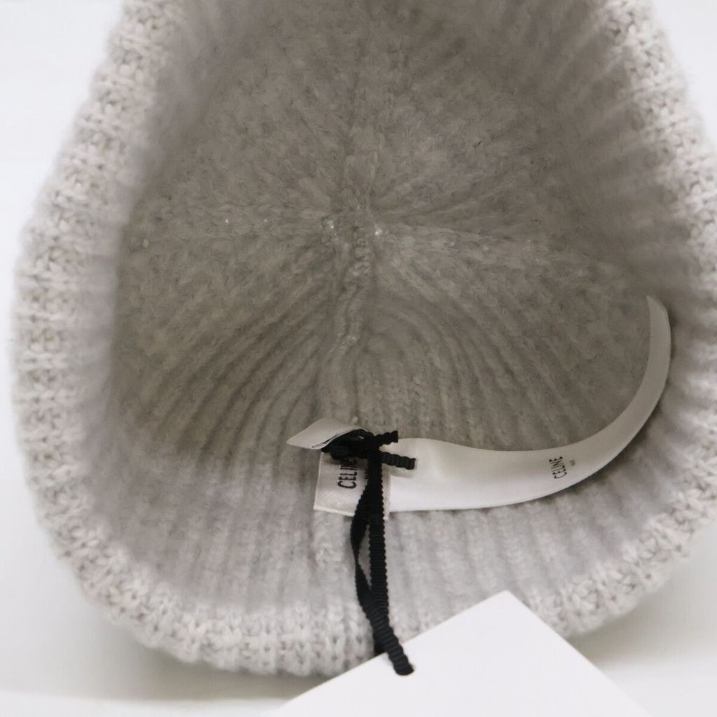 Celine Triomphe Cashmere Knit Hat with Patch — view 7