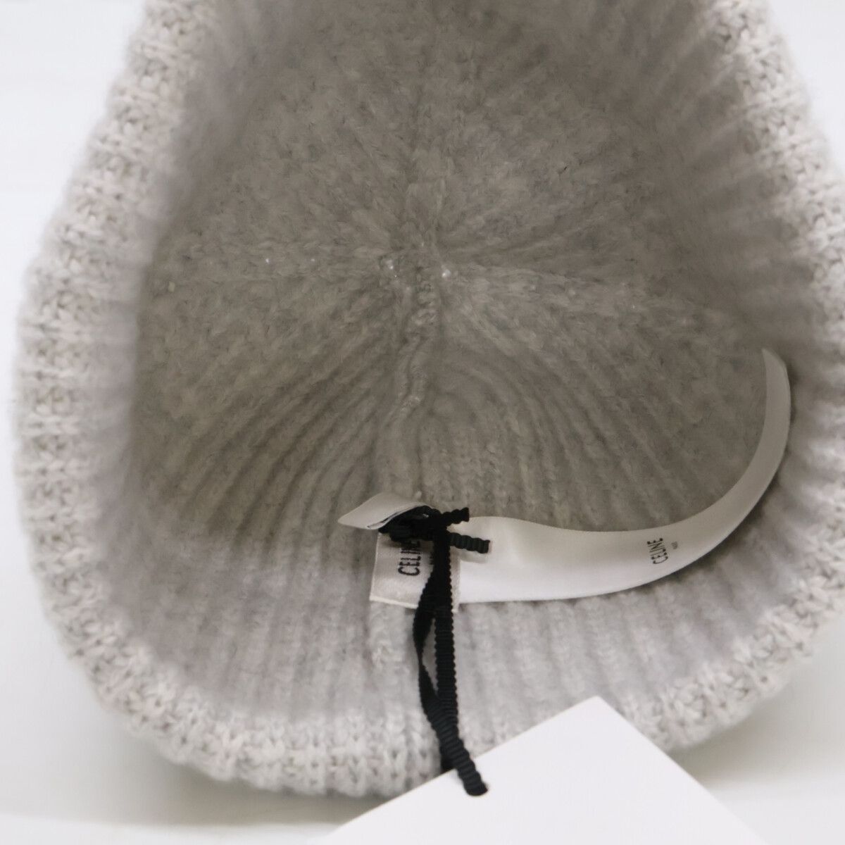 Celine Triomphe Cashmere Knit Hat with Patch — view 7