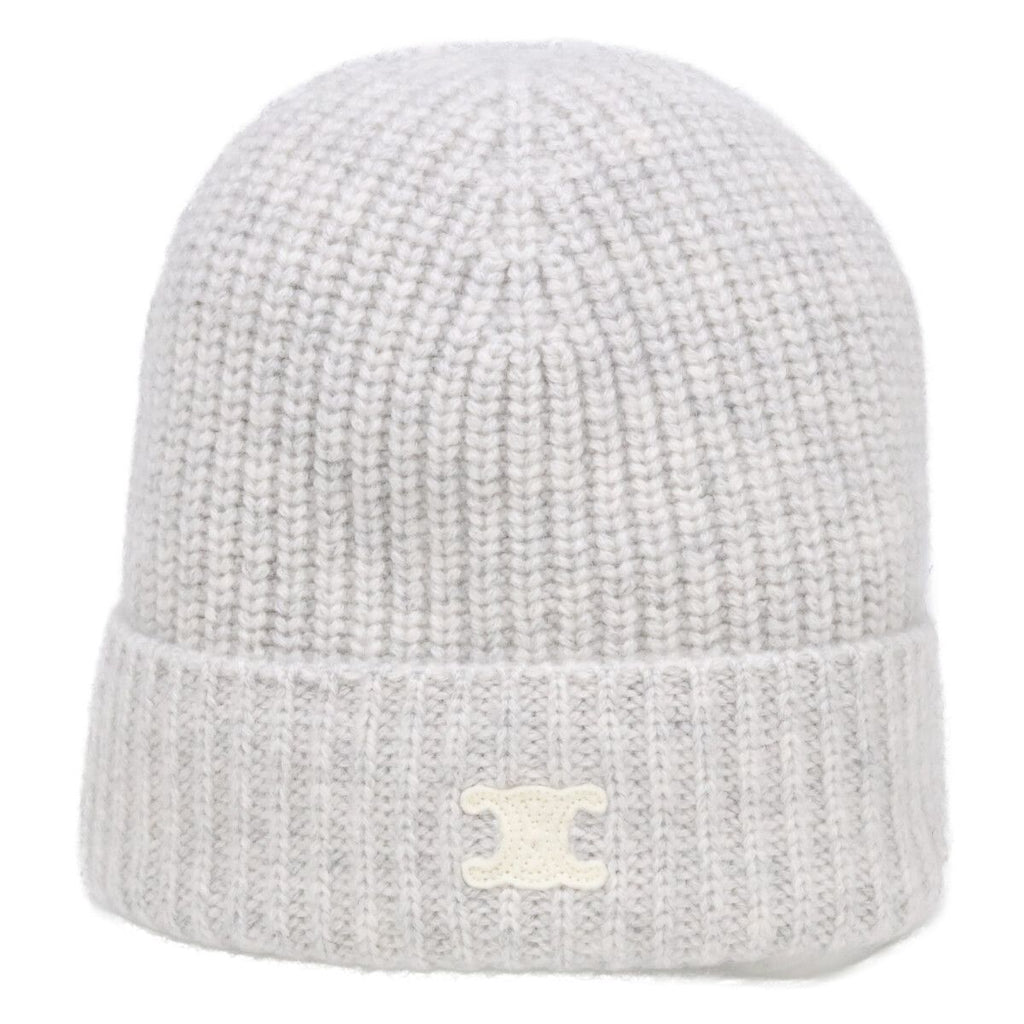 Celine Triomphe Cashmere Knit Hat with Patch