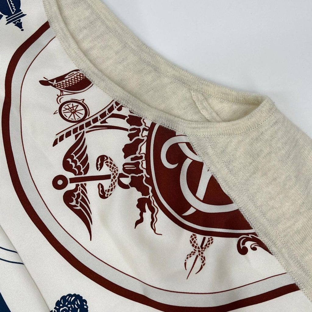 Hermes Scarf Pattern Silk Contrast Cashmere Vest 40 — view 7