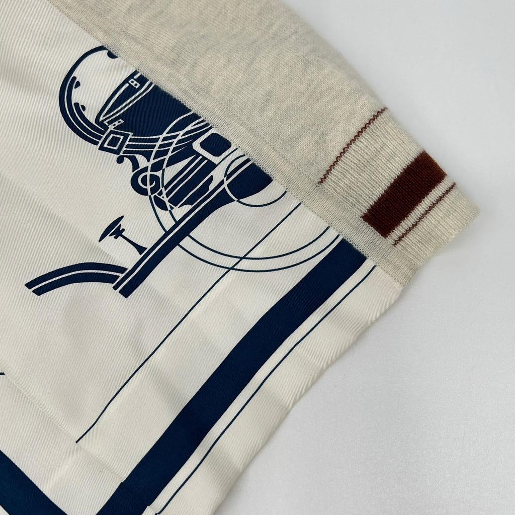Hermes Scarf Pattern Silk Contrast Cashmere Vest 40 — view 8