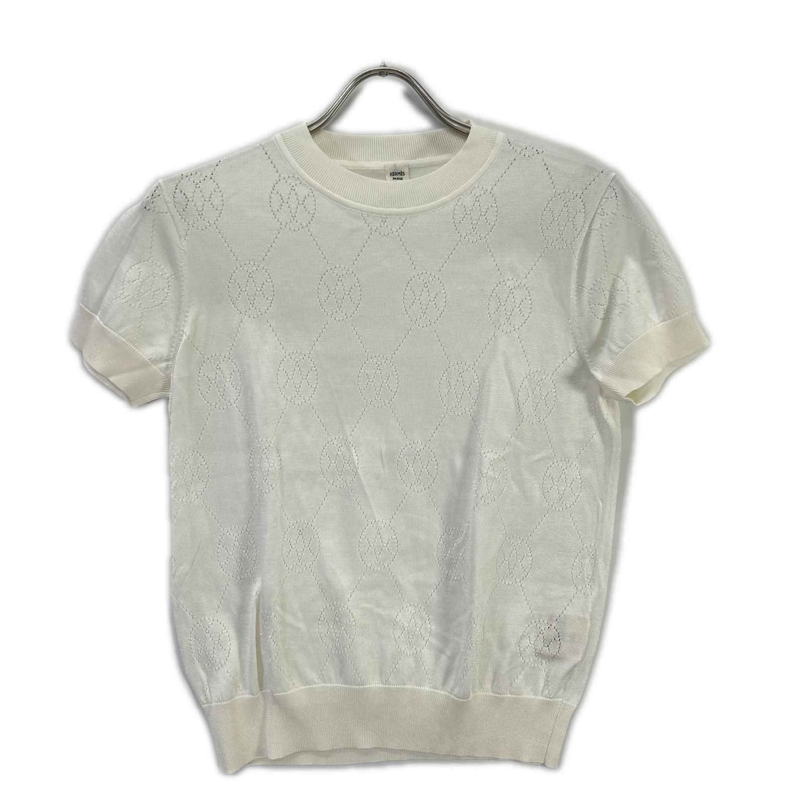 Hermes White Lift Short Sleeve Knit 40 Sweater