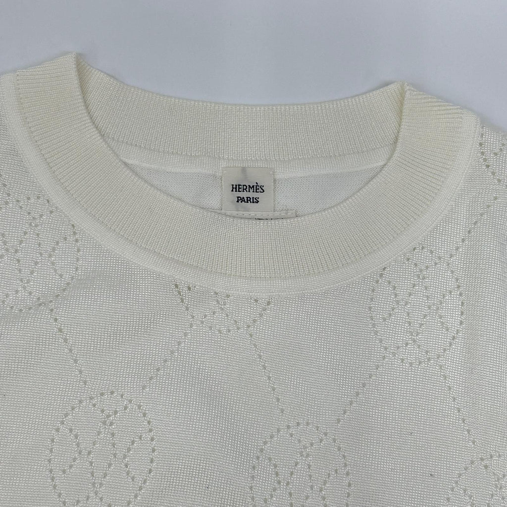 Hermes White Lift Short Sleeve Knit 40 Sweater — view 5