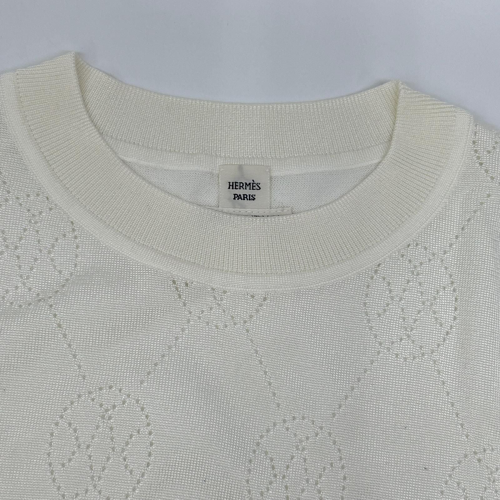 Hermes White Lift Short Sleeve Knit 40 Sweater — view 5