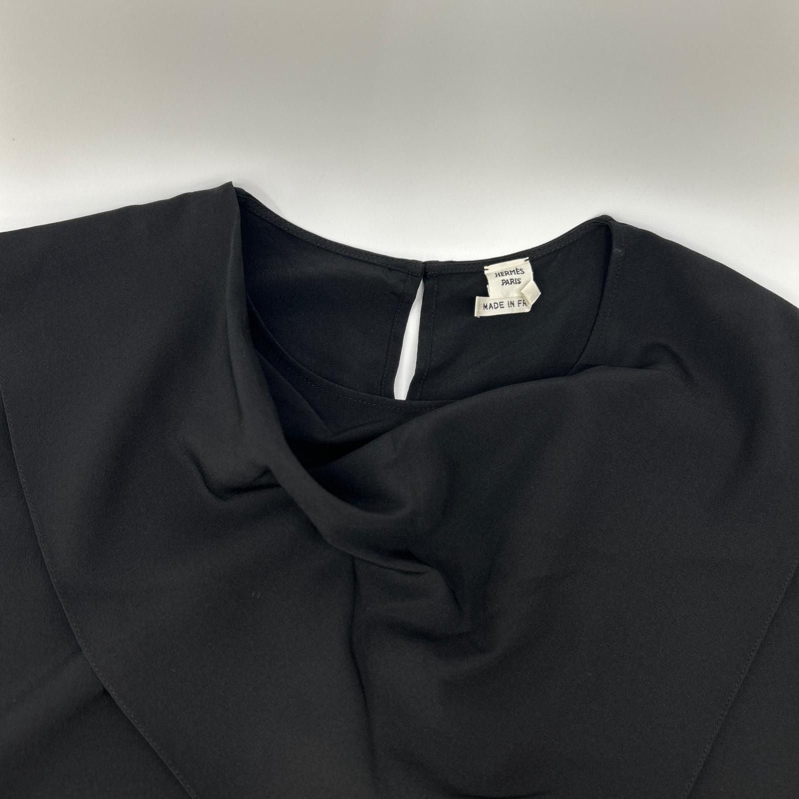 Hermes Black Silk Sleeveless Blouse 42 — view 7
