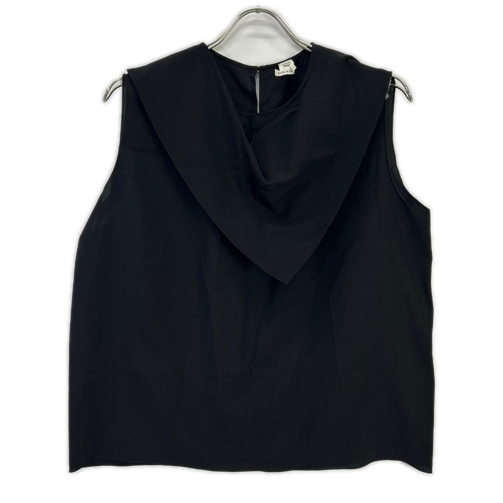 Hermes Black Silk Sleeveless Blouse 42