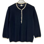 Hermes Navy Series Button Knit Sweater 42