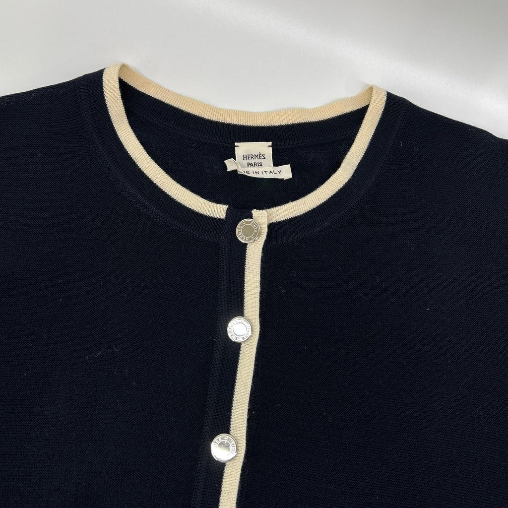 Hermes Navy Series Button Knit Sweater 42 — view 7