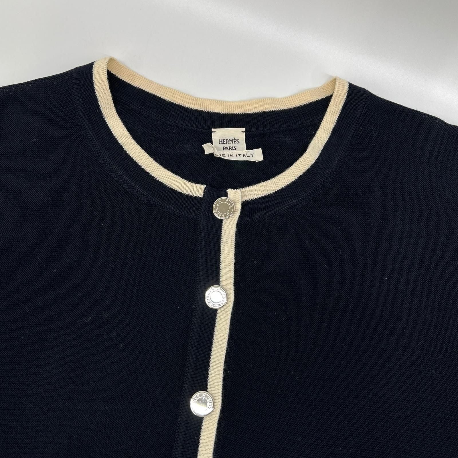 Hermes Navy Series Button Knit Sweater 42 — view 7