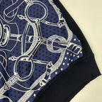 Hermes Navy Scarf Pattern Silk Contrast Knit Eperon D'or Bandana 42 Sweater — view 8