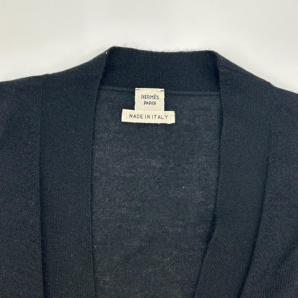 Hermes Era Black Cashmere Short Sleeve Cardigan 42 — view 6