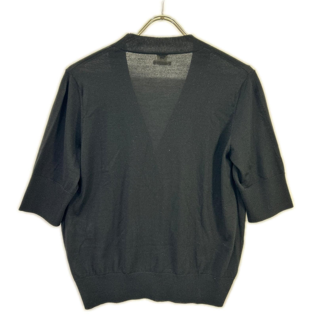 Hermes Era Black Cashmere Short Sleeve Cardigan 42 — view 2