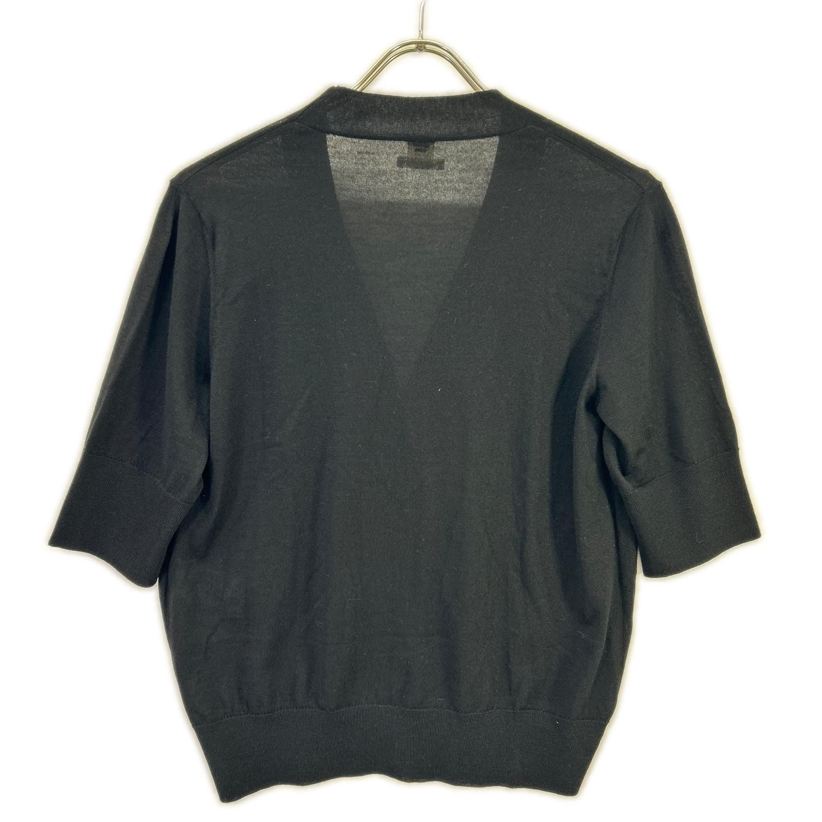 Hermes Era Black Cashmere Short Sleeve Cardigan 42 — view 2