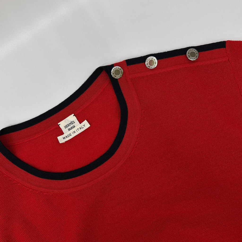 Hermes Red Shoulder Series Button Knit Sweater 42 — view 7