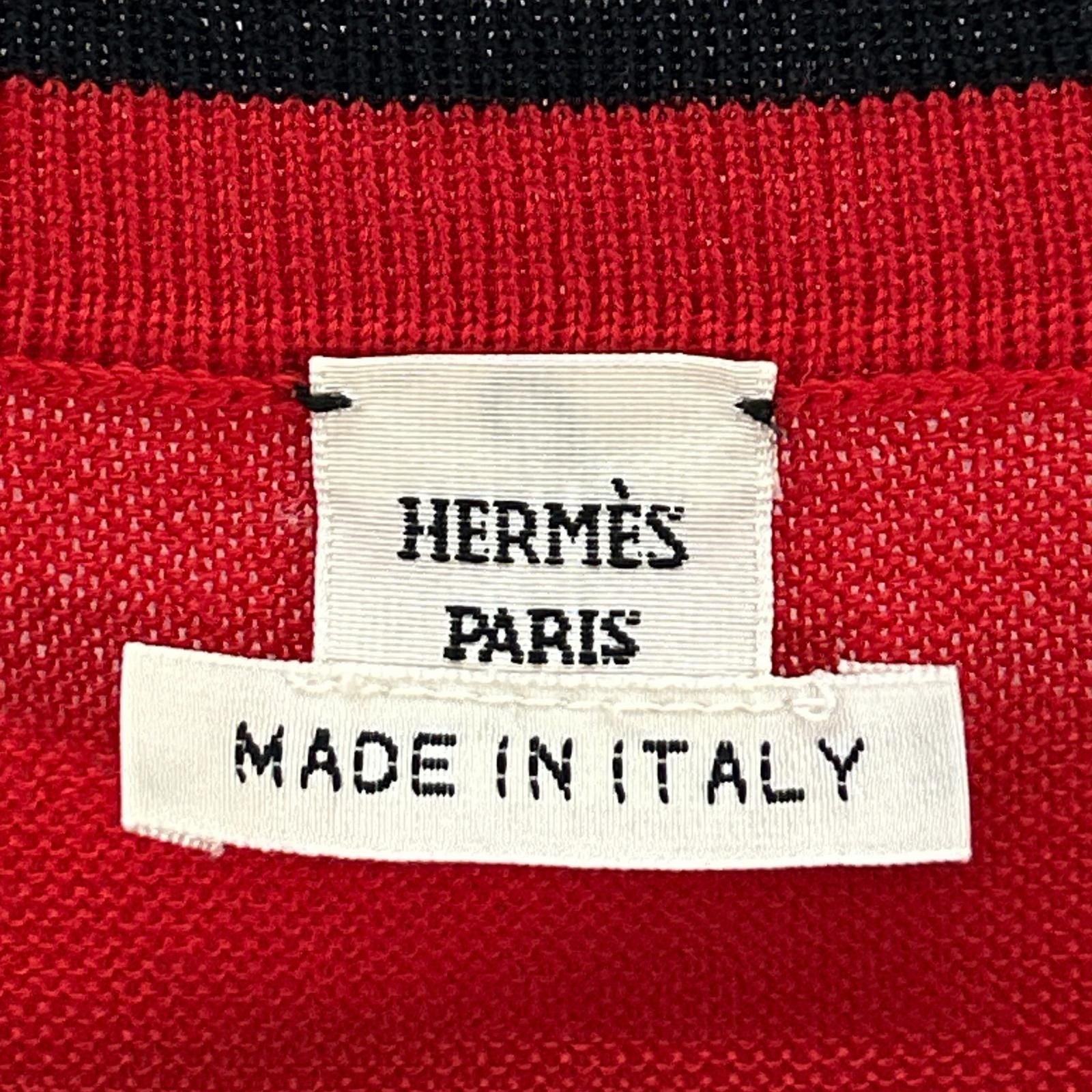 Hermes Red Shoulder Series Button Knit Sweater 42 — view 3