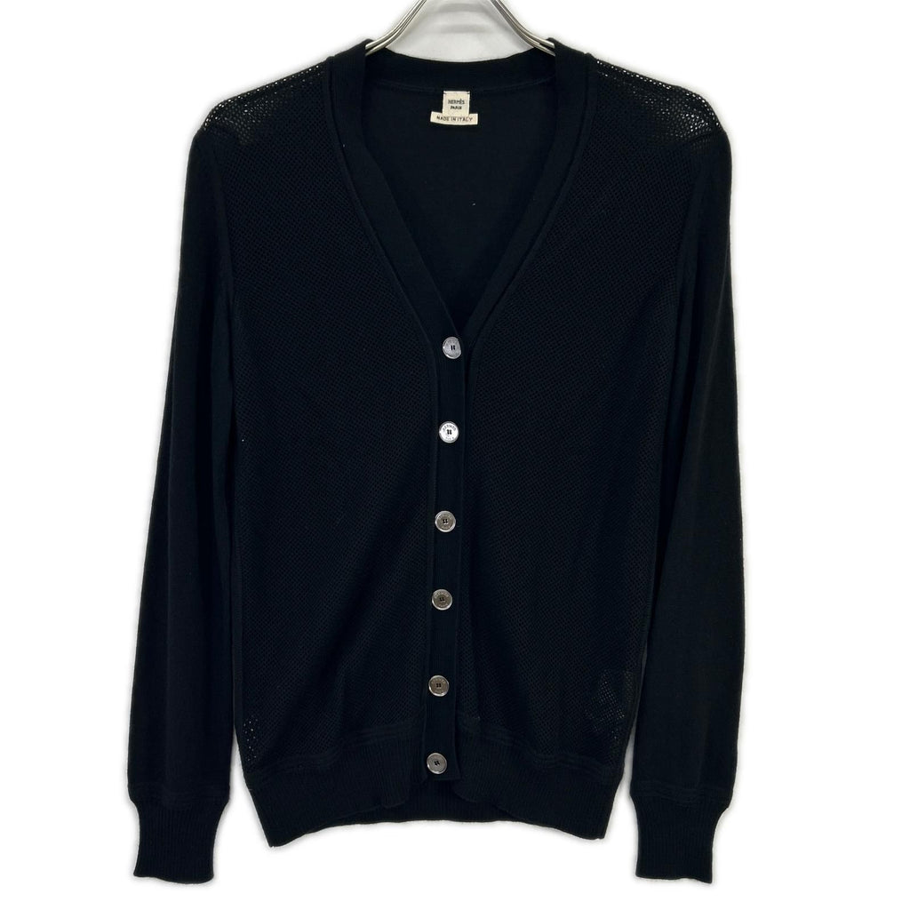 Hermes Era Black Cashmere Cardigan 34