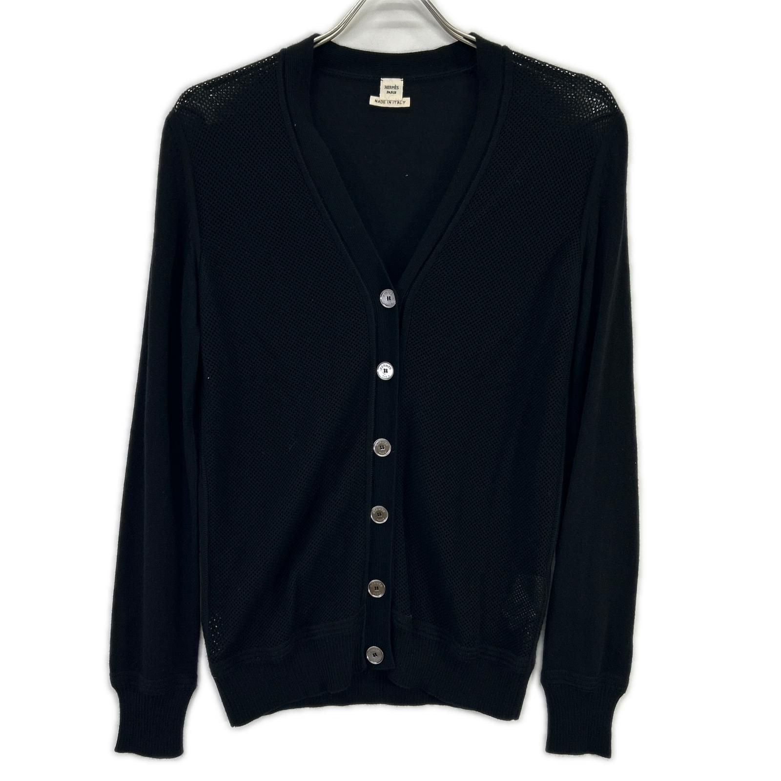 Hermes Era Black Cashmere Cardigan 34